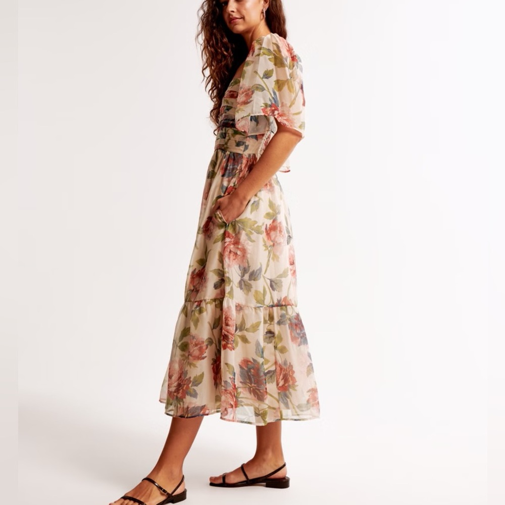 The A&F Emerson Angel Sleeve Midi Dress Large Tall - Picture 4 of 8